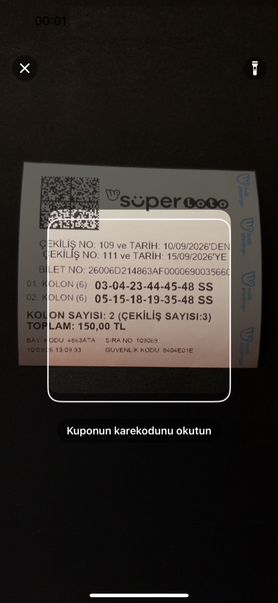Kupon barkodu okutma